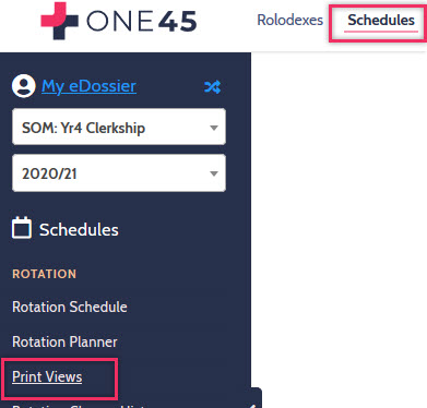 Print or a rotation schedule | Acuity Insights (One45) Customer Hub